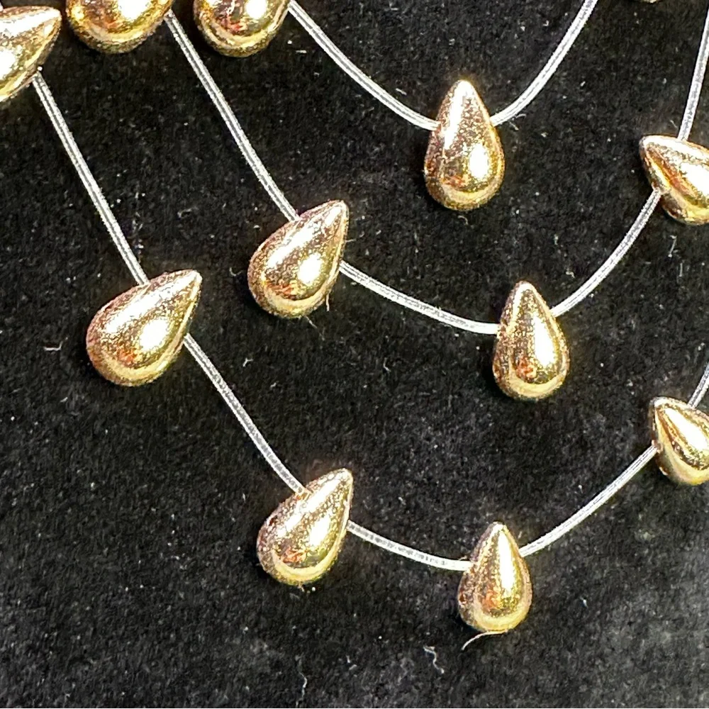 Boho‎ party elegant invisible multi layer gold teardrop choker necklace NWOT